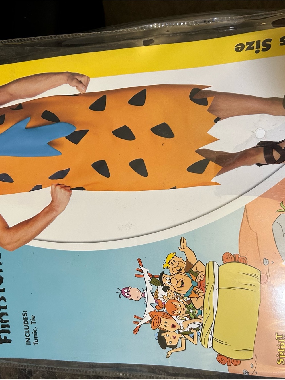 Spirit Fred Flintstone Costume Adult XXL Orange Tunic Blue Tie The Flintstones